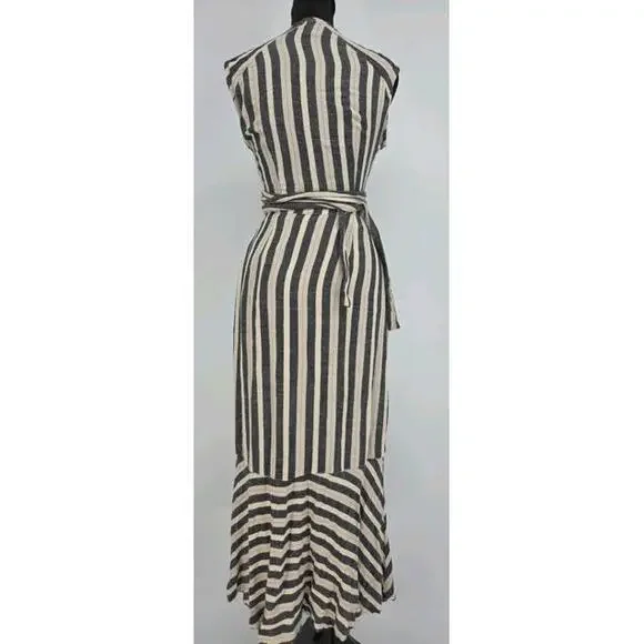 Free People La Babe Stripe Midi Dress 2 Pockets - Picture 5 of 8